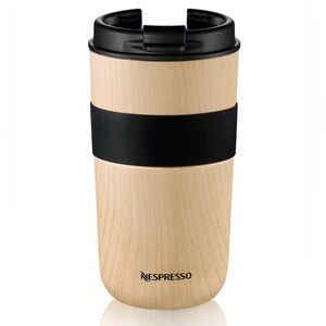 Nespresso Touch Travel Mug in a limited edition honey beige wood-look finish